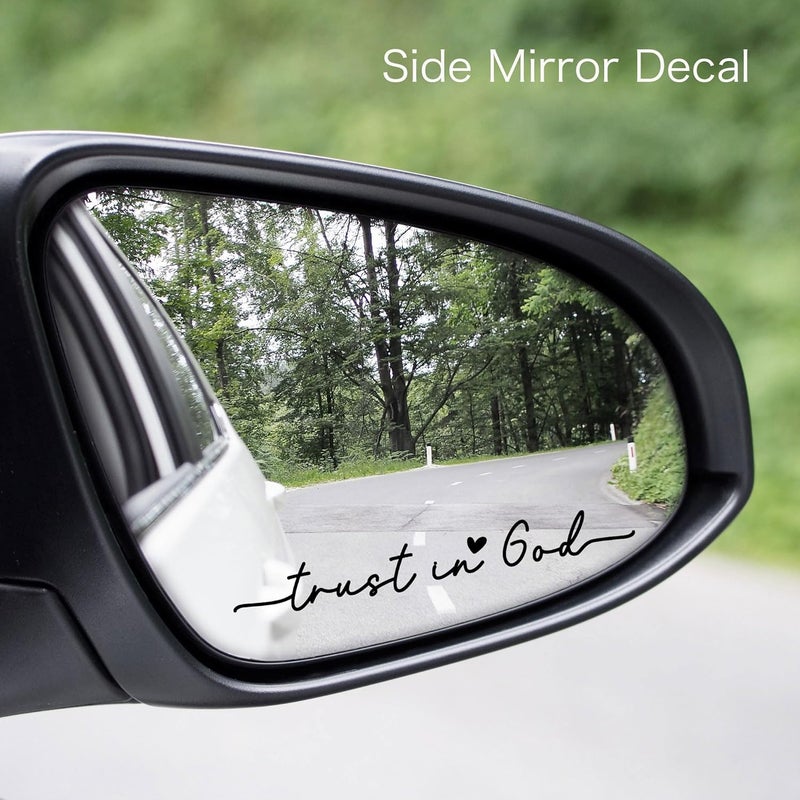 CYLDGNS 3 x Car Rear Mirror Vinyl Decal Stickers Water Bottle Decor Cute Laptop Sticker Aesthetic Tumbler Positive Affirmation Decal Car Rearview for Women Gift for Her (Black, Trust in God) - Image 3